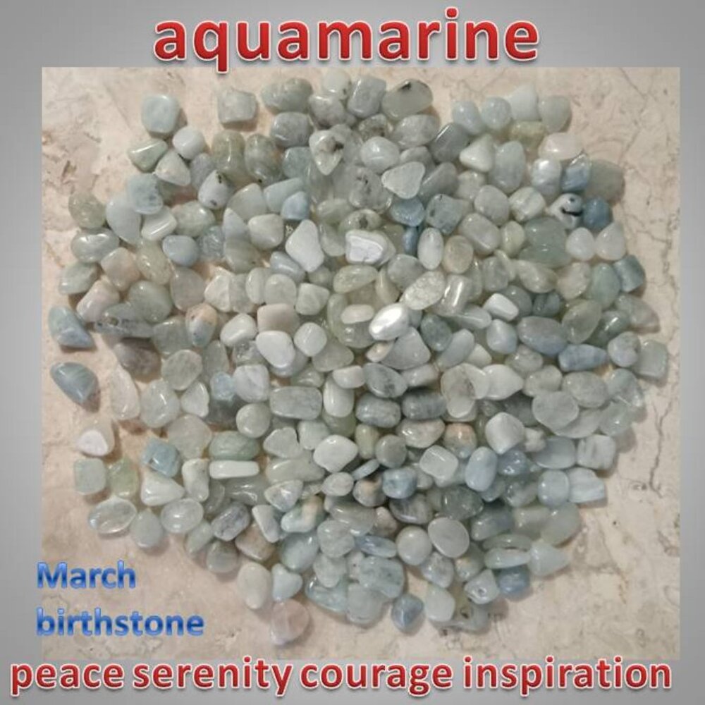 7 oz AQUAMARINE stone rock chips mini tumbles  MARCH birthstone